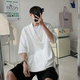 Tryess-Summer Black White Pullover Shirt Men Fashion Oversized Casual Shirt Men Korean Loose Short Sleeve Shirts Mens Dress Shirt M-2XL