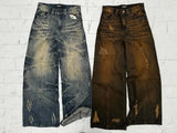 Tryess-American vintage distressed high-waisted jeans men y2k punk hip-hop street casual popular wide-leg straight wide-leg baggy pants