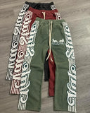 Hip-hop street striped letter print oversized baggy pants for men 2024 new style simple and versatile fashion trendy sweatpants