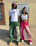 Hip-hop letters high-quality elastic waisted baggy straight pants for women y2k American street niche popular couple sweatpants