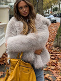 Fashion Fluffy Long Sleeve Hat Short Faux Fur Coat Women Luxury Solid Loose Warm Coat 2024 Chic New Autumn Winter Lady Outerwear