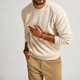 New Casual Solid Color Waffle Knit Jumper Mens Tops Long Sleeve Crew Neck Sweater Pullovers For Men Autumn Fashion Slim Sweaters