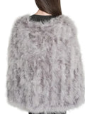 Winter Grey Round Neck Faux Fur Coat Fashion Sleeveless Fluffy Thicken Warm Outcoat Split Short Jacket 2025 Lady High Streetwear