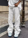 TRYESS-90s streetwear  American Style Erosion Damage Raw Edge Street Jeans Men's Harajuku Style Hip-hop Dance Straight White Jeans Women's Y2k Clothing