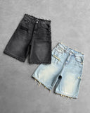 Tryess-Y2k Black Punk Wash Baggy Work Shorts Men Women Summer Hip Hop Ripped Hole Denim Shorts Raw Edge Casual Jorts Streetwear