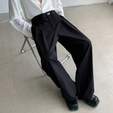 Tryess-Baggy Black Suit Pants Mens Oversized Fashion Society Mens Dress Pants Korean Loose Wide Leg Pants Mens Office Formal Trousers