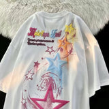 Tryess-Sweet cool star letter printing short-sleeved T-shirt women's fashion summer loose lazy wind trend retro y2k top O-neck T-shirts