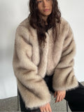 Women Fashion Fluffy Faux Fur Coat 2024 Loose Long Sleeve Jacket Autumn Winter Female Luxury Thick Lady High Street Outerwear ﻿