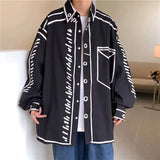 TRYESS-men fall outfits -new shirt men's hand-painted graffiti long-sleeved shirt spring and autumn large size loose top Hong Kong style shirt jacket