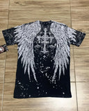 Tryess-Y2K Style Streetwear Tee Gothic Skull Cross Print Trendy Graphic Summer T shirts Front and back printing