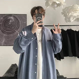 TRYESS-90s streetwear  Korean Fashion Black Long Sleeve Shirts  Spring Mens Harajuku Black Oversized Shirt Button Up Shirts Blouses Unisex Y2K