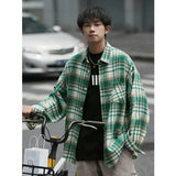 Tryess-Winter Thick Shirt Men Oversized Fashion Retro Plaid Shirt Men Streetwear Korean Loose Woolen Shirt Mens Thicken Casual Shirts