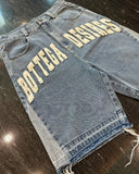 Tryess-Men Fall Outfits Outwear Streetwear y2k 90s Fashion American Street Harajuku Retro Denim Shorts with Letter Embroidery Oversized Jeans Men Y2k Loose Casual Versatile Shorts Women