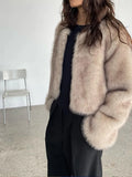 Women Fashion Fluffy Faux Fur Coat 2024 Loose Long Sleeve Jacket Autumn Winter Female Luxury Thick Lady High Street Outerwear ﻿