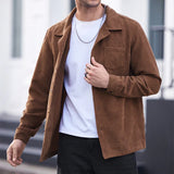 2024 Autumn Daily Casual Corduroy Mens Jacket Coats Long Sleeve Button Turn-down Collar Corduroy Coat For Men Jackets Streetwear