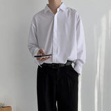 TRYESS Spring New White Shirts Men's Long-sleeve Shirt Korean Trendy Button Up Shirt Handsome Black Uniform Tops Casual Men Tops