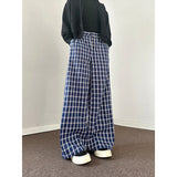 Tryess-Autumn Casual Pants Men Oversized Fashion Retro Blue Plaid Pants Men Streetwear Korean Loose Wide Leg Pants Mens Trousers S-3XL