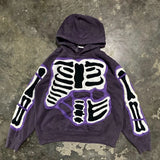 Tryess-Y2K baggy Street Hip Hop Casual All-Match Pullover graphic Hoodie Men Fashion Goth Purple Ripped Print Oversized 2000s sudaderas