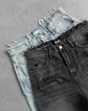 Tryess-Y2k Black Punk Wash Baggy Work Shorts Men Women Summer Hip Hop Ripped Hole Denim Shorts Raw Edge Casual Jorts Streetwear