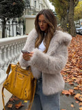 Fashion Fluffy Long Sleeve Hat Short Faux Fur Coat Women Luxury Solid Loose Warm Coat 2024 Chic New Autumn Winter Lady Outerwear