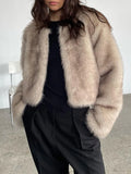 Women Fashion Fluffy Faux Fur Coat 2024 Loose Long Sleeve Jacket Autumn Winter Female Luxury Thick Lady High Street Outerwear ﻿