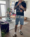 Tryess-Men Fall Outfits Outwear Streetwear y2k 90s Fashion American Street Harajuku Retro Denim Shorts with Letter Embroidery Oversized Jeans Men Y2k Loose Casual Versatile Shorts Women