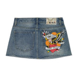 Tryess-Gothic hip-hop letter print retro blue denim baggy skirt for women 2024 summer Hotsweet new fashion casual slim mini y2k skirts