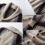 Streetwear Mens Fashion Knitting Cardigans Fall Winter Vintage Jacquard Crochet Knit Sweater Jackets For Men Casual Sweatercoats