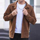 2024 Autumn Daily Casual Corduroy Mens Jacket Coats Long Sleeve Button Turn-down Collar Corduroy Coat For Men Jackets Streetwear