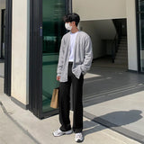 Tryess-Black Gray Suit Pants Men Fashionable Social Mens Dress Pants Korean Loose Casual Straight Trousers Mens Office Formal Pants