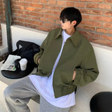 Tryess-Green Black Short Jacket Men Fashion Spring Bomber Jacket Men Streetwear Korean Loose Casual Jacket Mens Vintage Outwear M-2XL