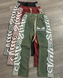 Tryess-Aesthetic Harajuku letter stripe pattern design straight wide leg baggy pants women 2024 fashion trend versatile couple y2k pant