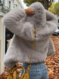 Fashion Fluffy Long Sleeve Hat Short Faux Fur Coat Women Luxury Solid Loose Warm Coat 2024 Chic New Autumn Winter Lady Outerwear