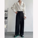 Tryess-Black Suit Pants Men Oversized Fashion Social Mens Dress Pants Korean Loose Straight Wide Leg Pants Mens Office Formal Trousers