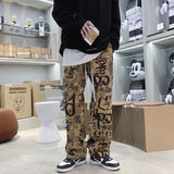 Tryess- Streetwear y2k 90s Fashion High-quality fried street pants men trendy brand ins version of the trend loose straight ruffian handsome print casual pants men