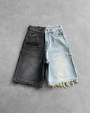 Tryess-Y2k Black Punk Wash Baggy Work Shorts Men Women Summer Hip Hop Ripped Hole Denim Shorts Raw Edge Casual Jorts Streetwear