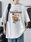 TRYESS-90s streetwear  Funny Feel Good Bear Print Tops Man Casual Oversize T Shirt Cotton Summer Short Sleeved Crewneck Y2K T Shirts Streetwear Clothes