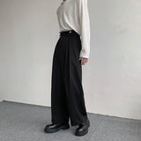 Tryess-Black Suit Pants Men Oversized Fashion Social Mens Dress Pants Korean Loose Straight Wide Leg Pants Mens Office Formal Trousers