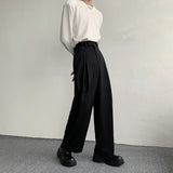 Tryess-Black Suit Pants Men Oversized Fashion Social Mens Dress Pants Korean Loose Straight Wide Leg Pants Mens Office Formal Trousers