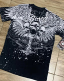 Tryess-Y2K Style Streetwear Tee Gothic Skull Cross Print Trendy Graphic Summer T shirts Front and back printing