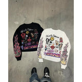 Tryess-Gothic geometric personality pattern print design O-neck pullover sweatshirts men y2k streetwear hip-hop popular all-match tops