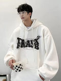 TRYESS-90s streetwear  American Vintage Graffiti Letter Print Graphic Hoodies Men's Y2K Streetwear Oversized Sweatshirt Fleece Pocket Hoodie Clothes