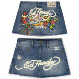 Tryess-Gothic hip-hop letter print retro blue denim baggy skirt for women 2024 summer Hotsweet new fashion casual slim mini y2k skirts