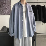 TRYESS-90s streetwear  Korean Fashion Black Long Sleeve Shirts  Spring Mens Harajuku Black Oversized Shirt Button Up Shirts Blouses Unisex Y2K