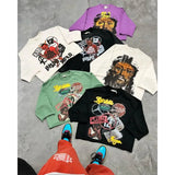 Tryess-Hip Hop Graffiti Design Graphic Printed Tops Y2K Seven Quarter Sleeves Tops Men Women Harajuku Gothic Cotton Oversized T Shirts