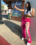 Hip-hop letters high-quality elastic waisted baggy straight pants for women y2k American street niche popular couple sweatpants