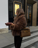 2024 Winter Lapel Warm Faux Fur Coat Luxury Fluffy Plush Long Sleeve Thick Short Jackets New Fashion Lady High Street Outerwear