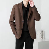 Tryess-Brown Black Blazer Men Slim Fit Fashion Social Mens Dress Jacket Korean Business Casual Suit Jacket Mens Office Formal Blazer