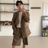 Tryess-Brown Black Suit Jacket Men Fashion Social Mens Dress Jacket Korean Loose Casual Suit Jacket Mens Office Formal Jacket Coat