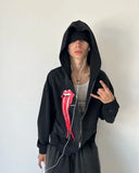 Tryess-Streetwear y2k 90s Fashion Y2K American Retro Trend Print Oversized Zip Up Hoodie Women Hip Hop Gothic Fashion Clothing High Street Fashion Sweatshirt Men